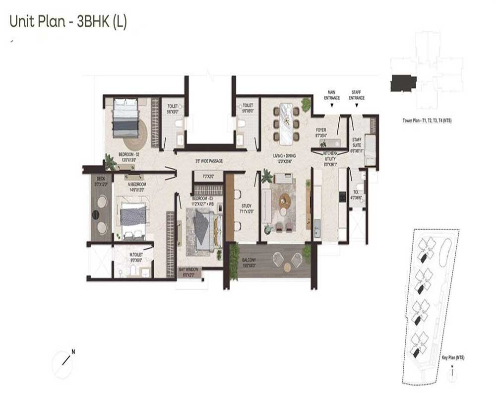 4 BHK — Floor Plan B — Embassy Sky Terraces Hebbal