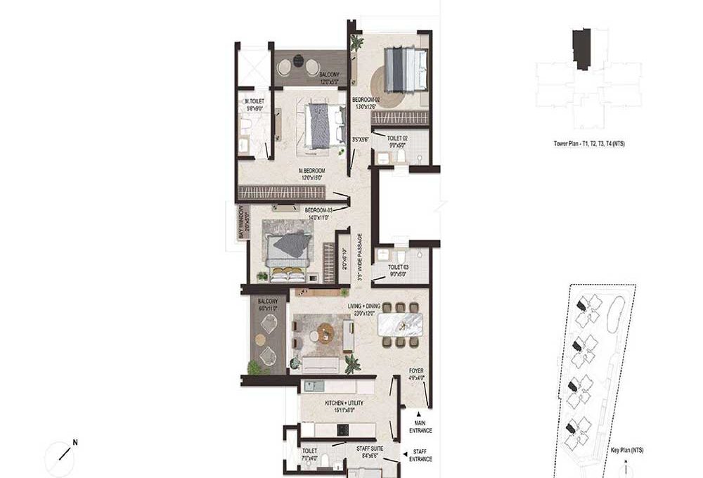 4 BHK — Floor Plan A — Embassy Sky Terraces Hebbal