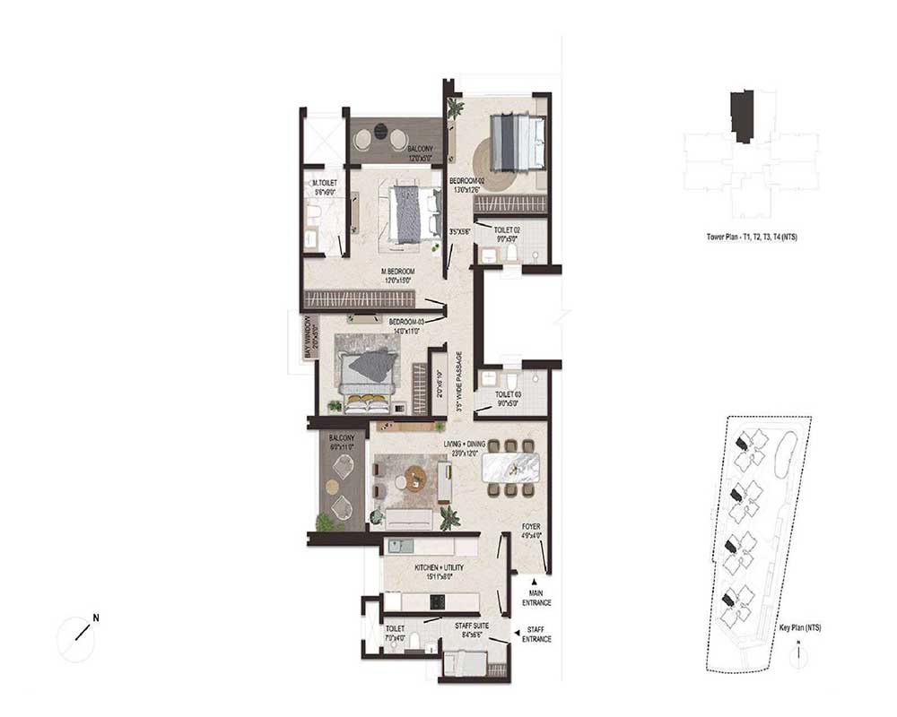 4 BHK — Floor Plan A — Embassy Sky Terraces Hebbal