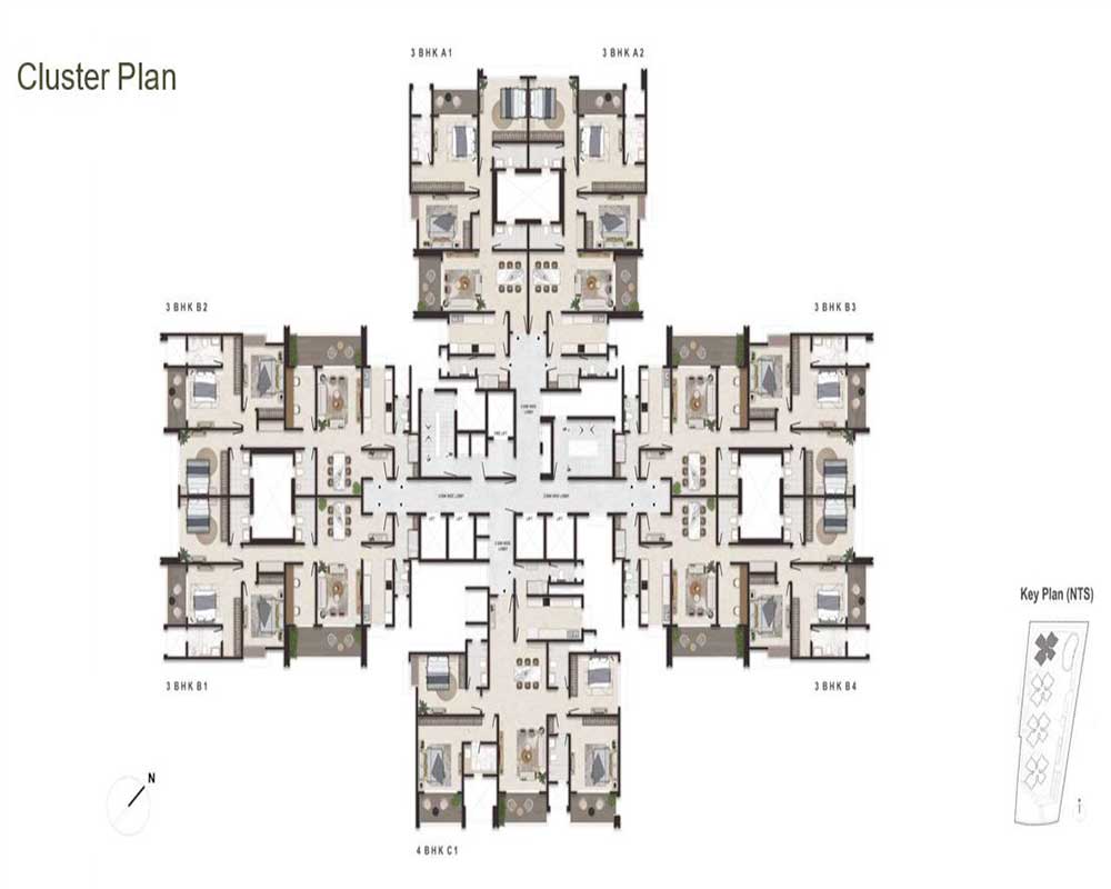 3 BHK — Floor Plan A — Embassy Sky Terraces Hebbal